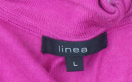 Linea Women's Pink V-Neck Cardigan - Size L