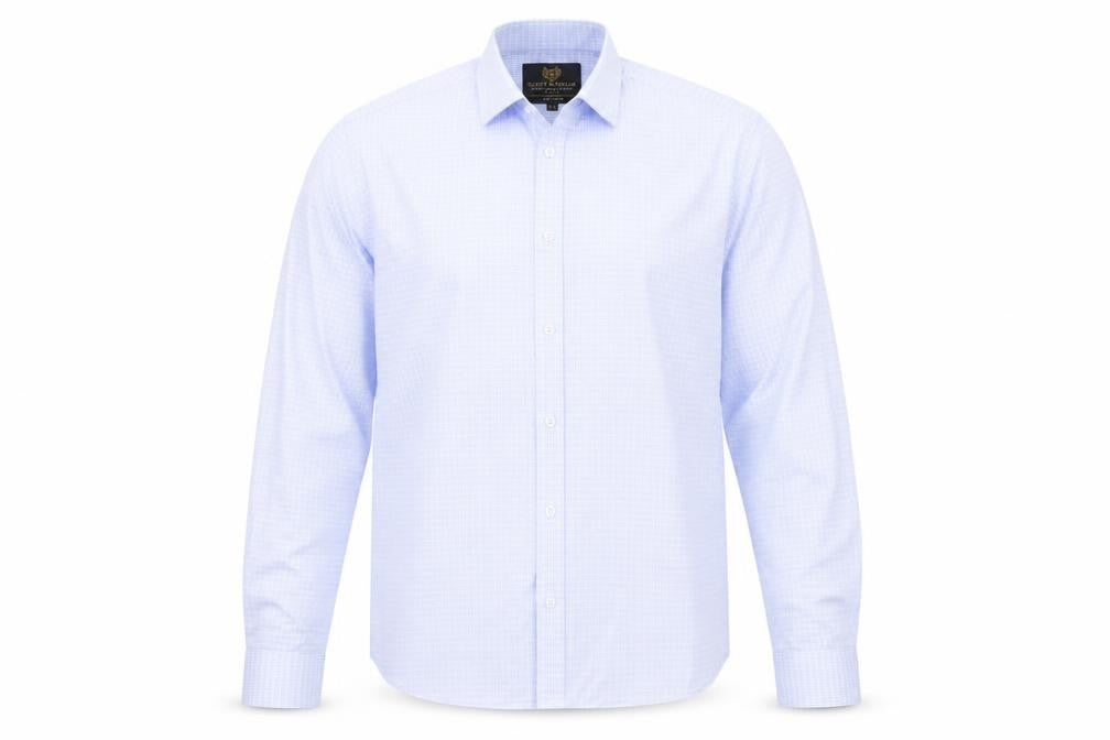 Scott & Taylor Men's Blue Check Shirt, 16.5 Regular Fit