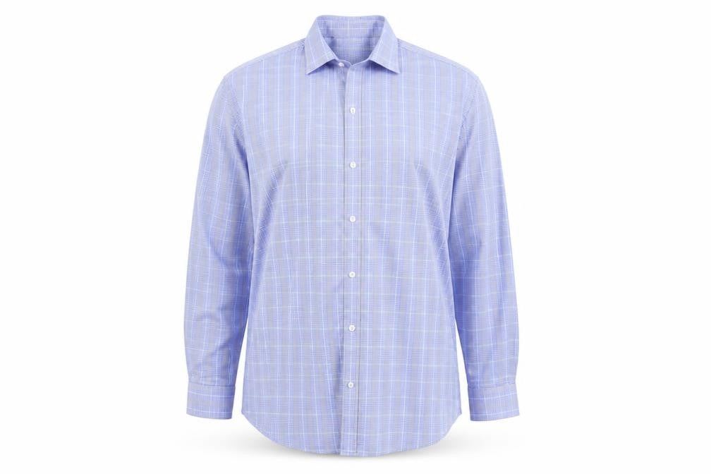Scott & Taylor Men's Blue Check Long Sleeve Shirt