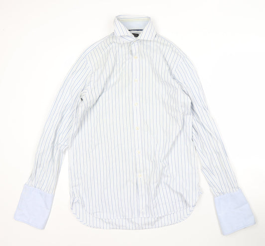 Jaeger Men's Blue Striped Button-Up Shirt