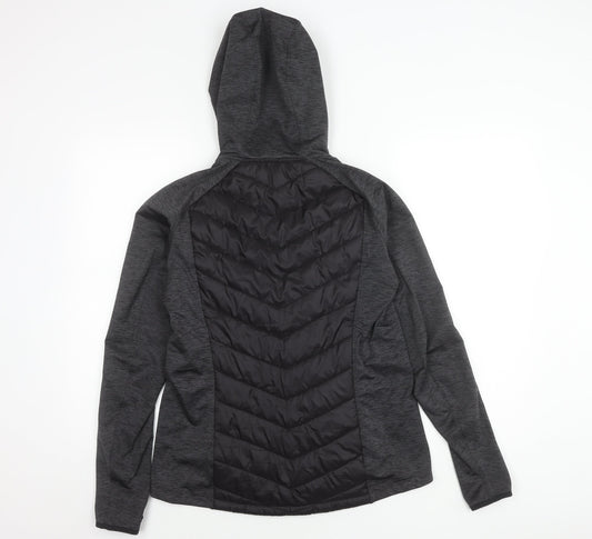 H&M Women's Black Puffer Jacket, Size 12, Hooded