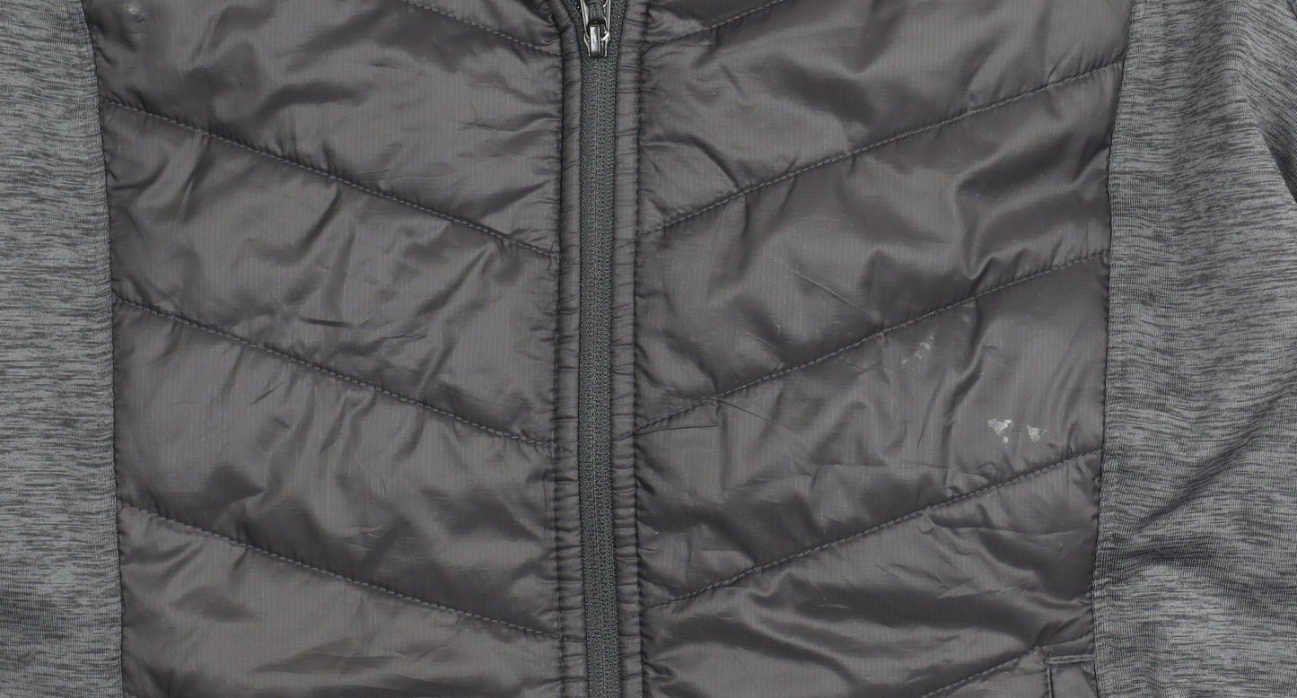 H&M Women's Black Puffer Jacket, Size 12, Hooded