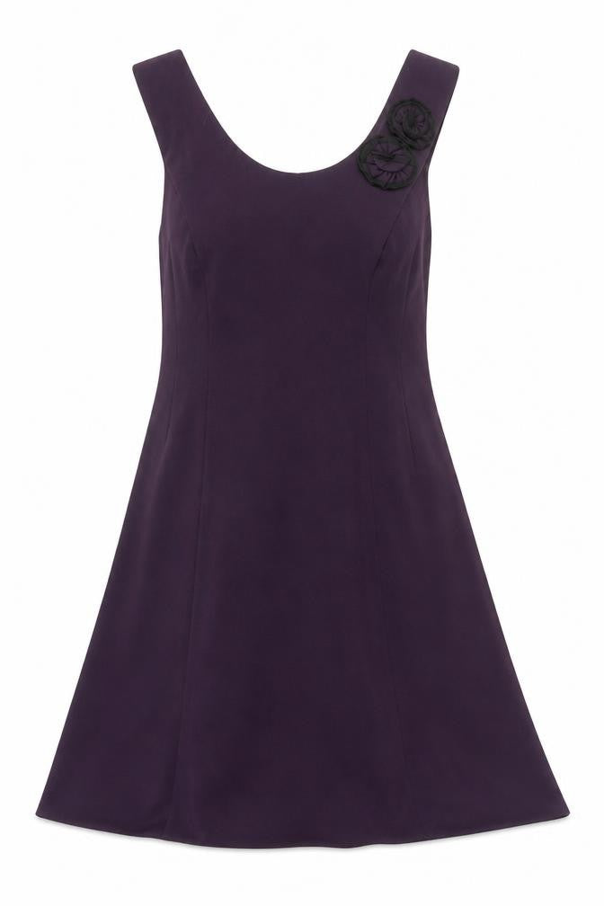 Front view of Sandra Darren Women's Purple Sleeveless Dress, size 14