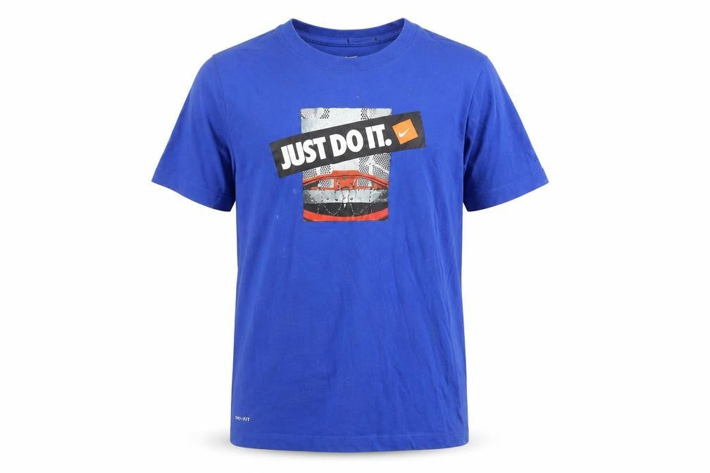 Nike Boys Blue Sports Graphic T-Shirt L Casual Dri-Fit