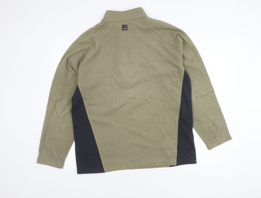 Marks and Spencer Men's Green Fleece 1/4 Zip Sweatshirt L