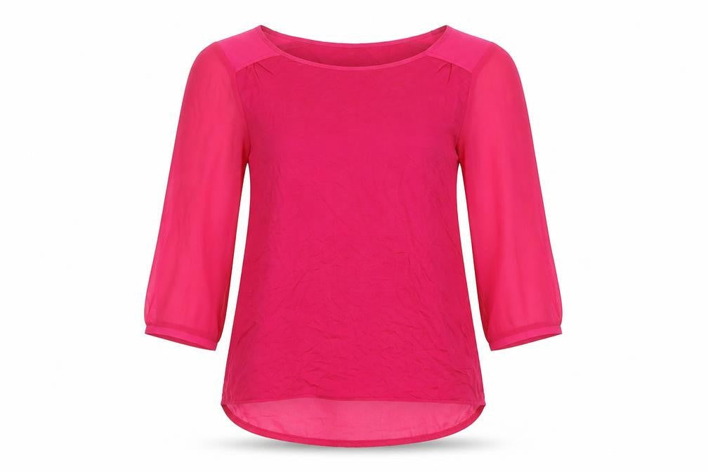 Front view of Oasis Women's Pink 3/4 Sleeve Top XS