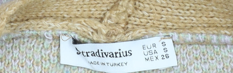 Stradivarius Women’s Beige Argyle Cardigan, Size 8