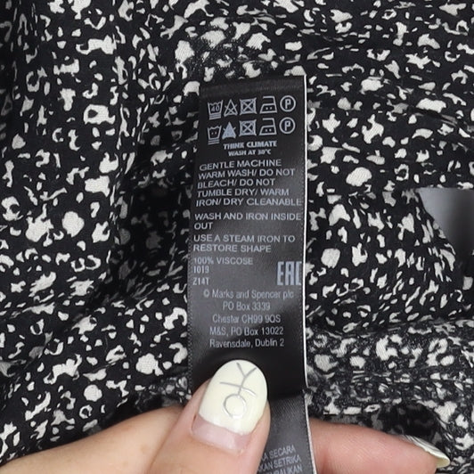 M&S Women's Black A-Line Knee Length Dress, Size 8