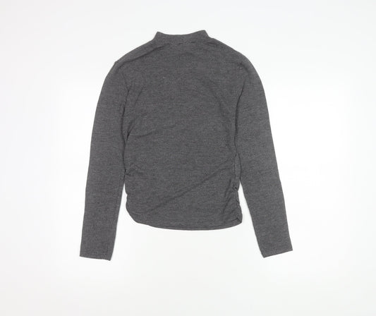 Stradivarius Women's Grey Knit High Neck Top M