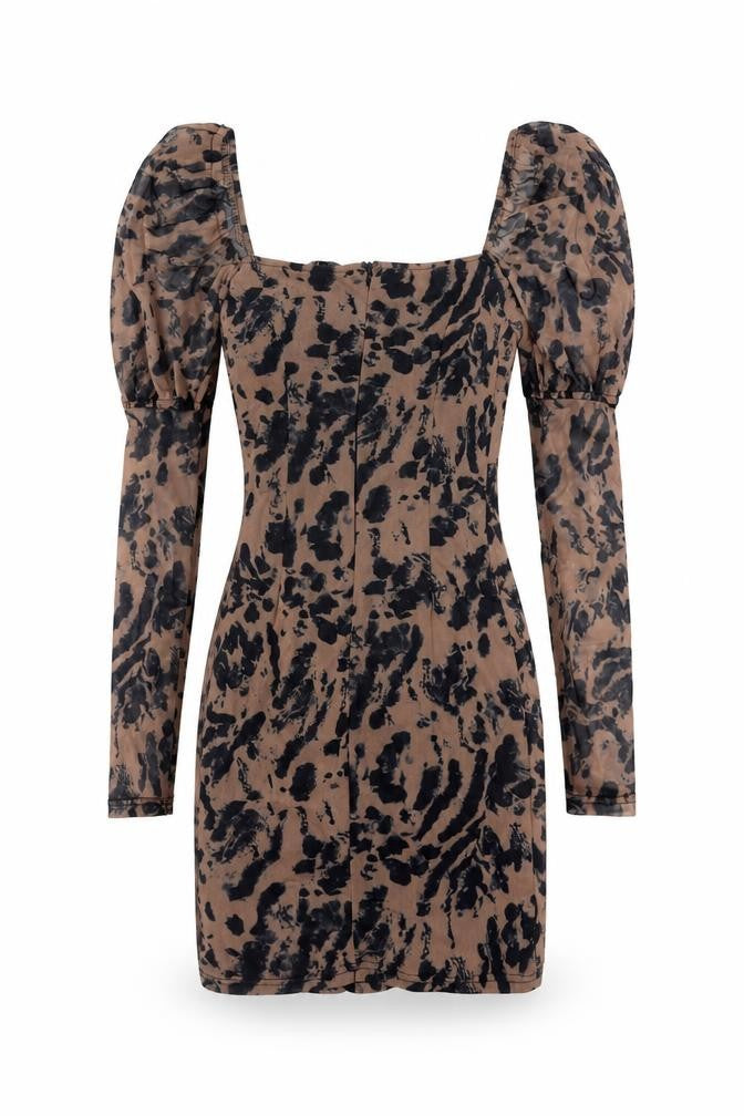Front view of Naanaa Women's Multicoloured Animal Print Dress