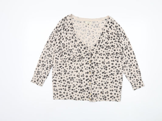 Fat Face Women’s Beige Animal Print Cardigan, Size 14