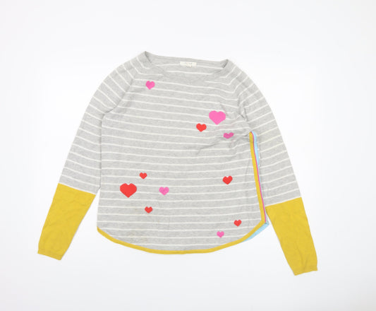 White Stuff Women's Multicoloured Heart Pullover Jumper Size 12