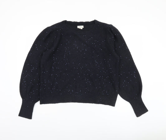 Fat Face Women's Black Sequin Crew Neck Jumper Size 14