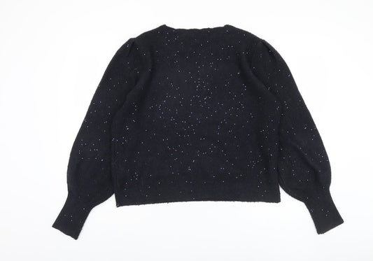 Fat Face Women's Black Sequin Crew Neck Jumper Size 14