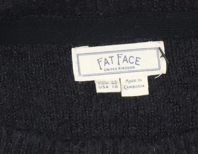 Fat Face Women's Black Sequin Crew Neck Jumper Size 14
