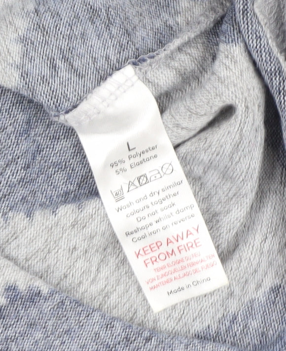 Bonmarché Women's Blue Geometric Full Zip Jumper L