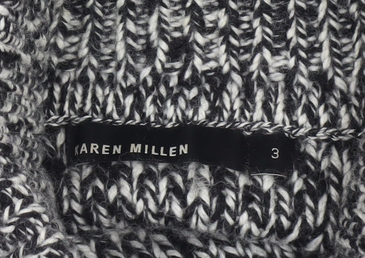 Karen Millen Women's Black Roll Neck Chunky Pullover M