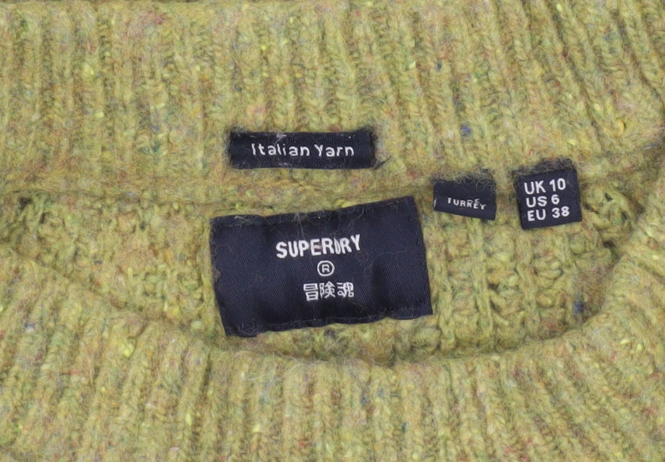 Superdry Women's Green Chunky-Knit Pullover Jumper, Size 10