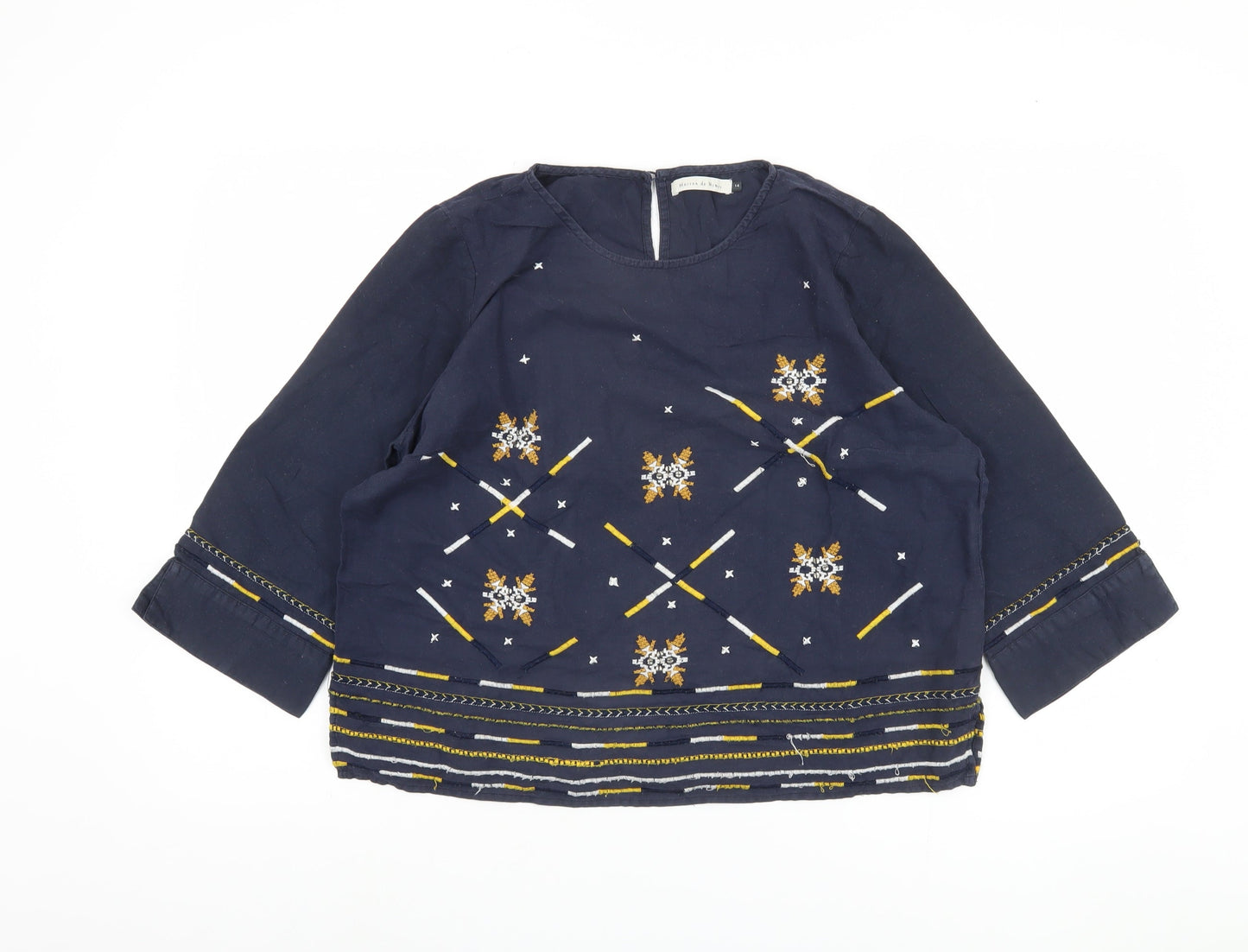 Maison de Nimes Women's Blue Embroidered Blouse Size 14