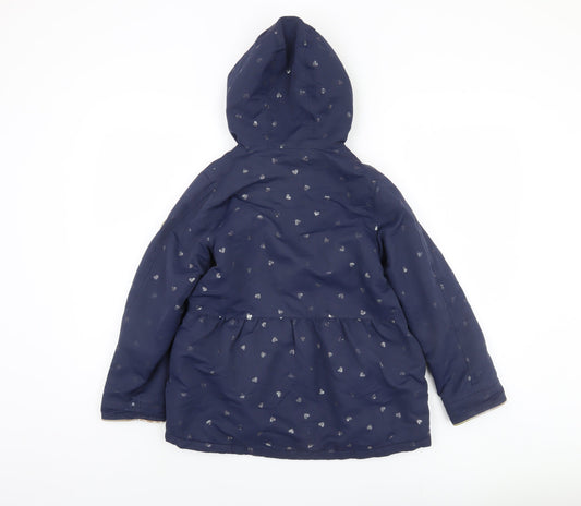 Joules Girls Blue Hooded Parka Coat Age 9-10