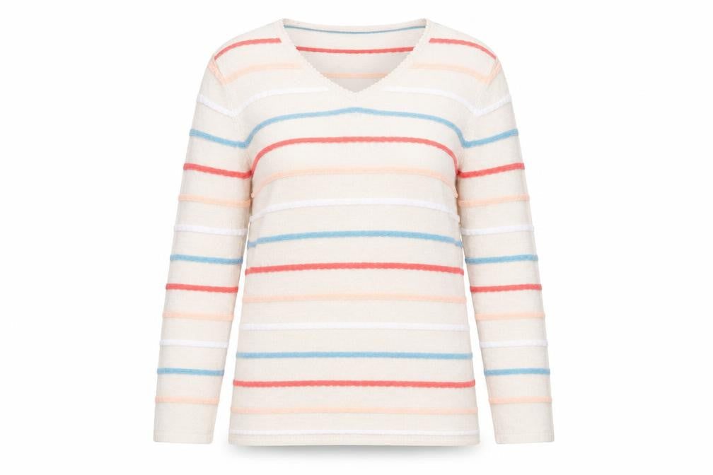Isle Essentials Women's Beige Striped Pullover S