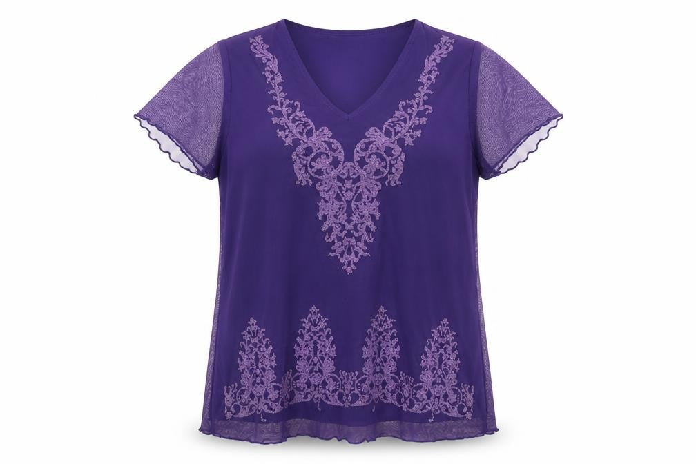 Julipa Women's Purple Embroidered Blouse Size 16
