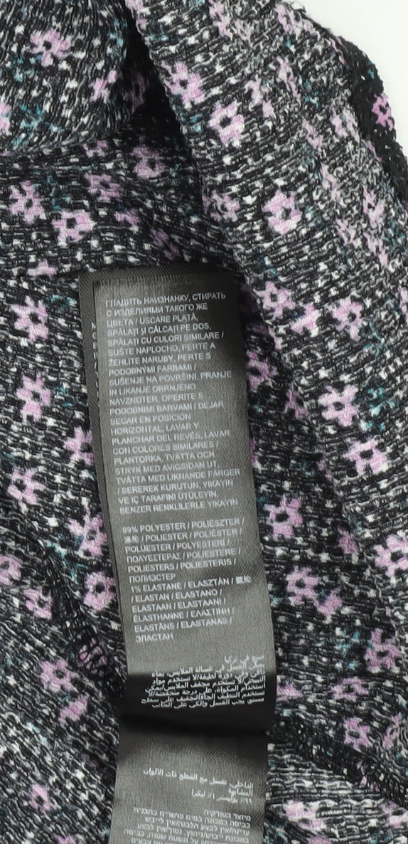 Simply Be Women's Black Floral Long Sleeve Plus Top