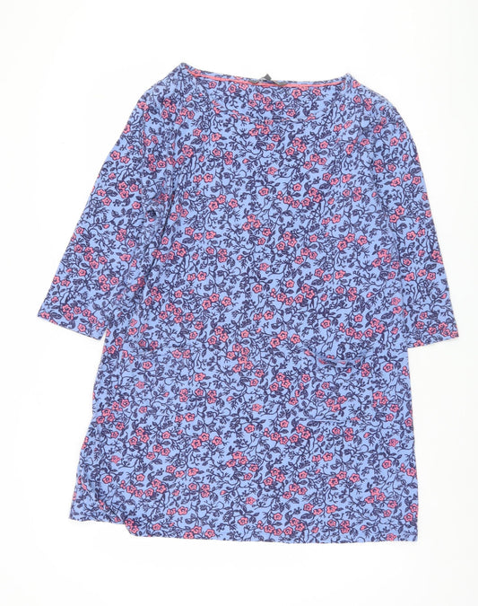 Laura Ashley Women's Blue Floral 3/4 Sleeve Blouse