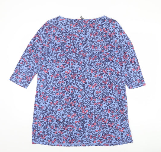 Laura Ashley Women's Blue Floral 3/4 Sleeve Blouse