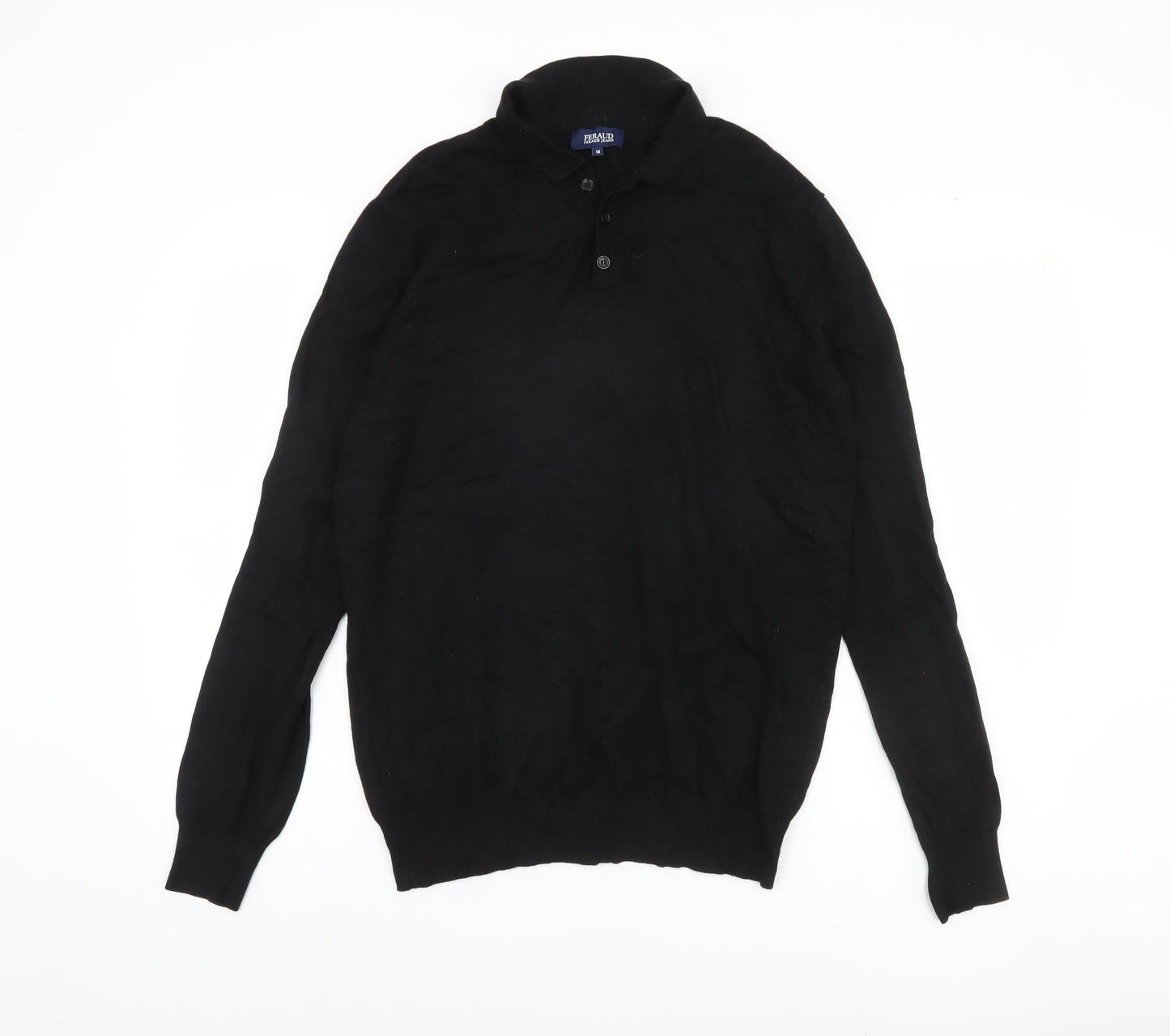 Feraud Jeans Men's Black Henley Jumper - Medium, Collared