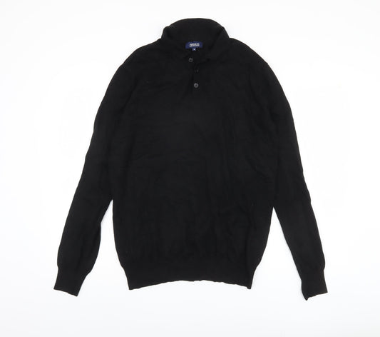 Feraud Jeans Men's Black Henley Jumper - Medium, Collared