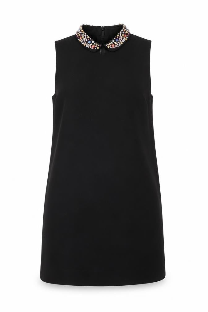 Front view of Cooperative Women's Black Beaded Collar Shift Dress M