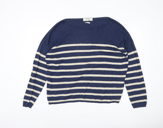 FatFace Women's Blue Striped Pullover Jumper, Size 18