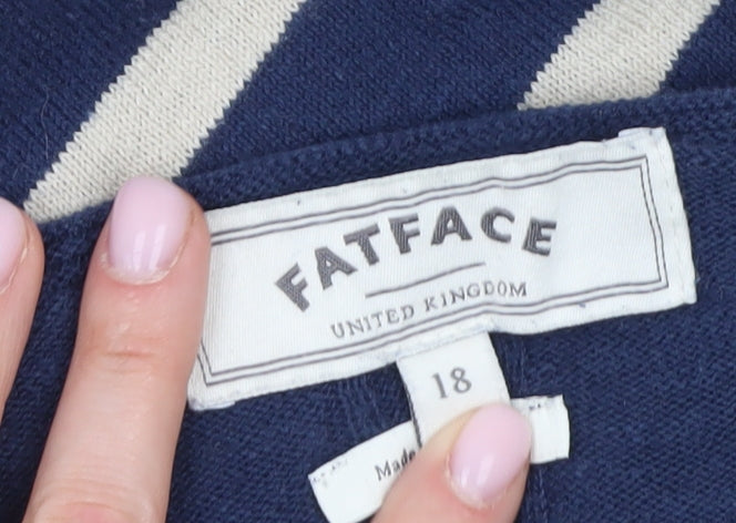 FatFace Women's Blue Striped Pullover Jumper, Size 18