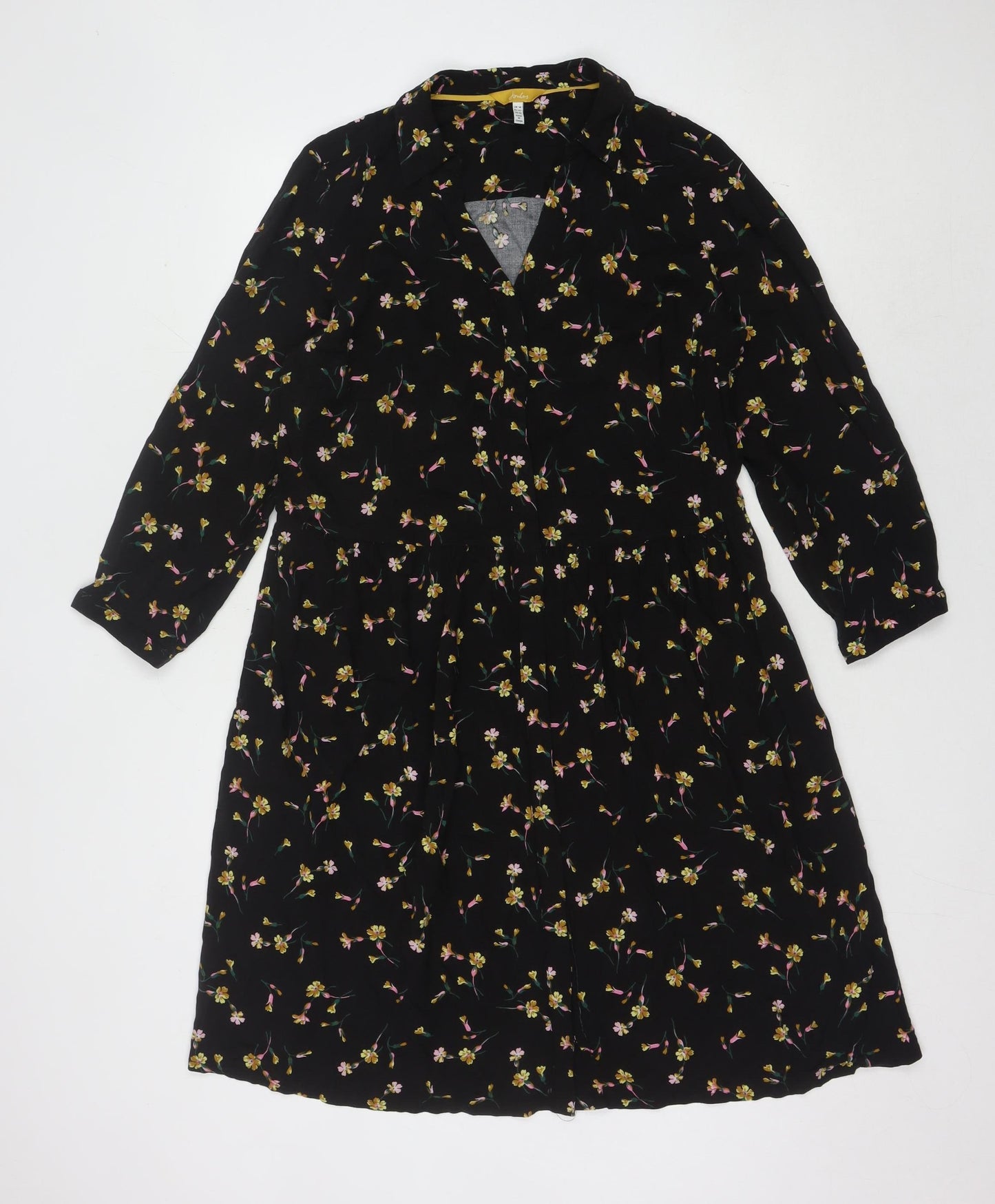 Joules Women's Black Floral Long Sleeve Dress
