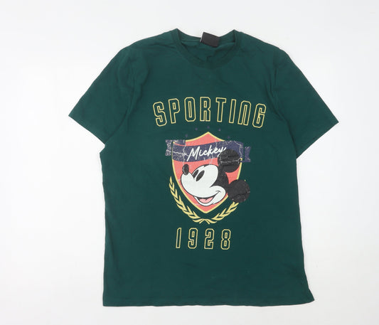 Disney Men's Green Mickey Mouse Graphic T-Shirt, Size M