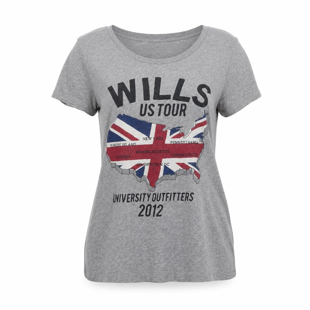 Womens UK Size 8 Jack Wills Grey 100% Cotton T-Shirt