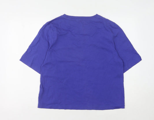 Benetton Women's Blue XL Basic Cotton T-Shirt