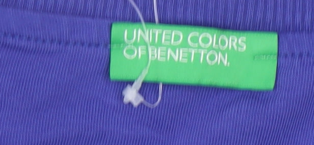 Benetton Women's Blue XL Basic Cotton T-Shirt