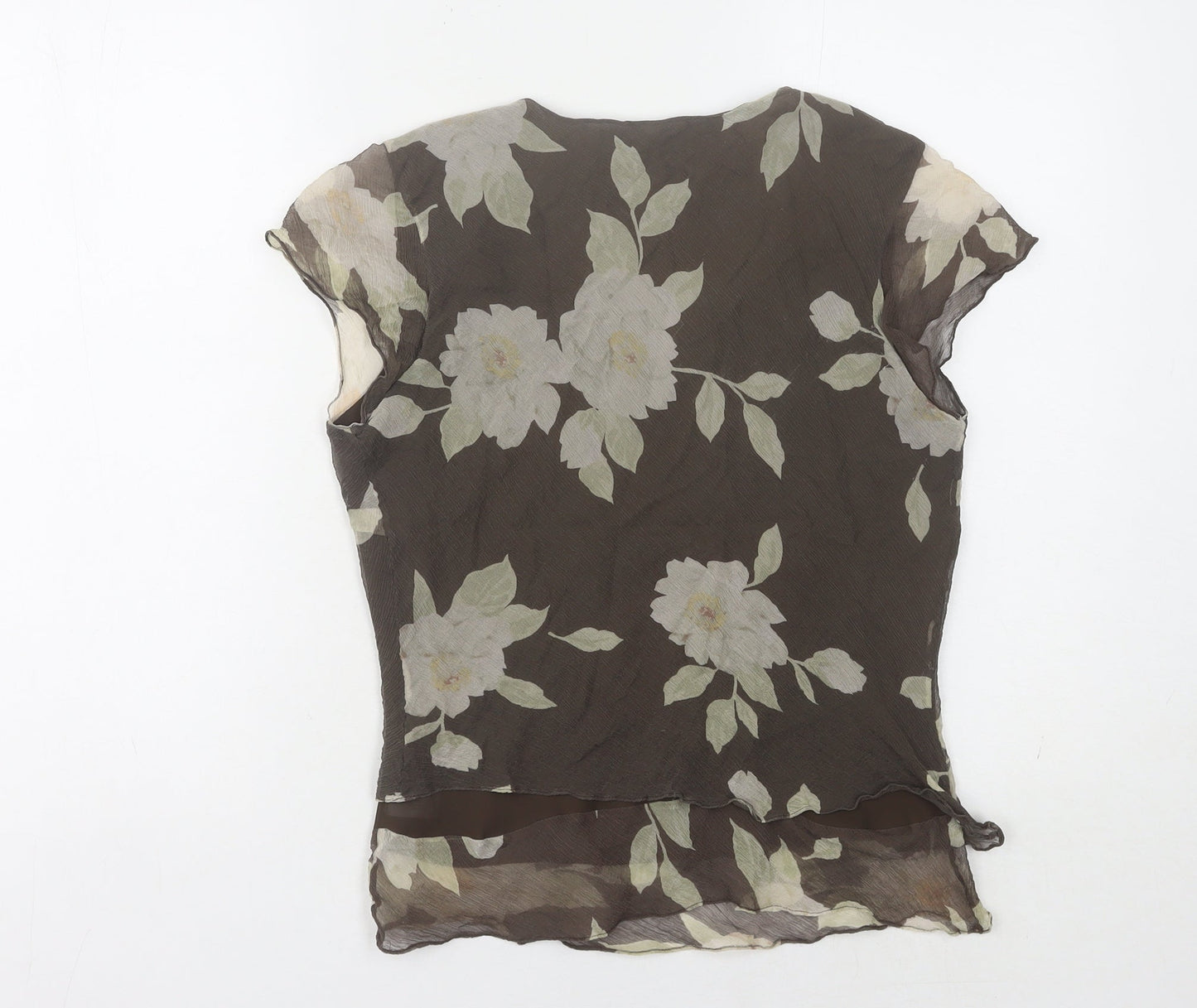 Alex & Co. Women's Brown Silk Floral Top UK 10