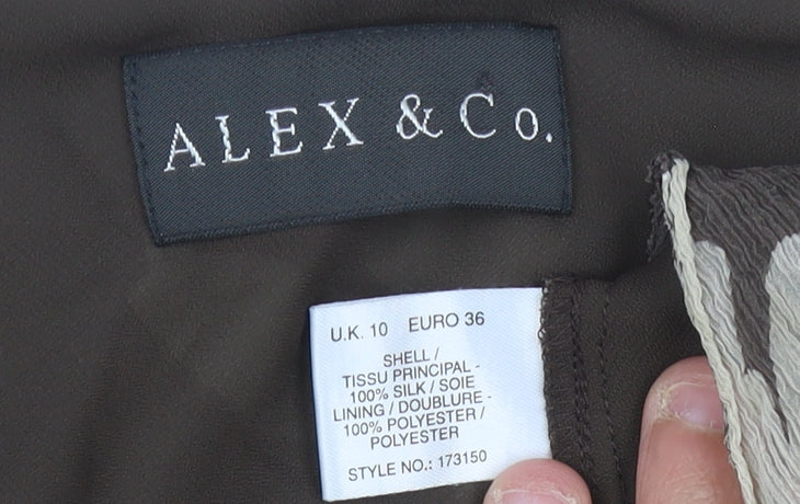 Alex & Co. Women's Brown Silk Floral Top UK 10