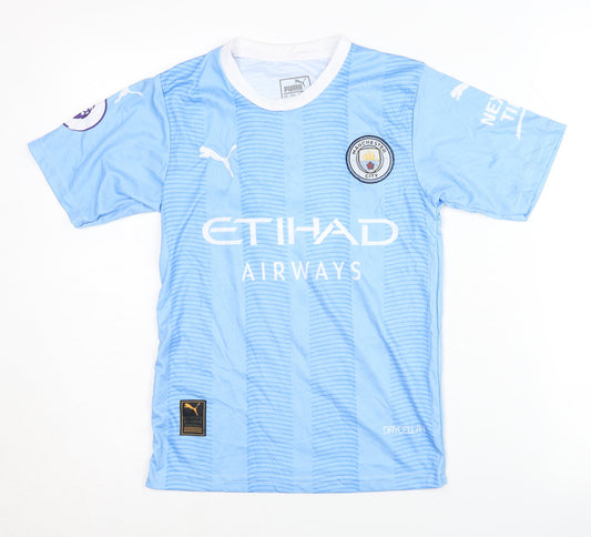 Puma Kids Manchester City Home Shirt Haaland Blue