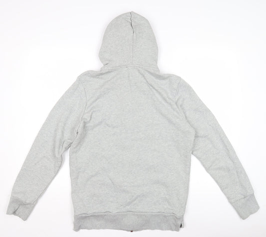 Diesel Men's Grey Full Zip Hoodie with Logo, Size M