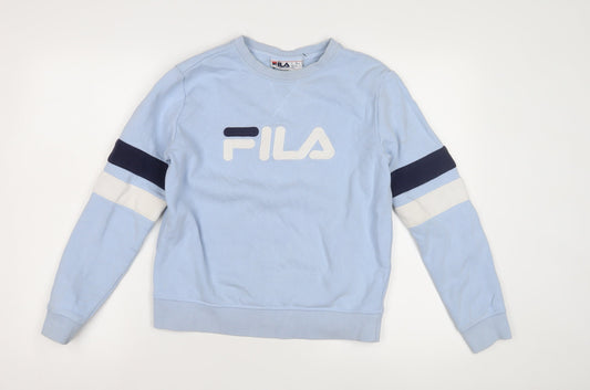 FILA Boys Blue Logo Sweatshirt S, Crew Neck, Long Sleeve