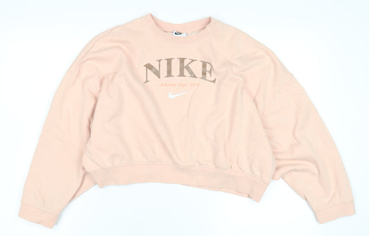 Nike Women's Pink Pullover Sweatshirt, Large, Casual Sportswear
