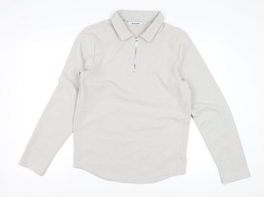 HISCOLUMN Ivory Men's M Hoodie Collared 1/4 Zip Knit