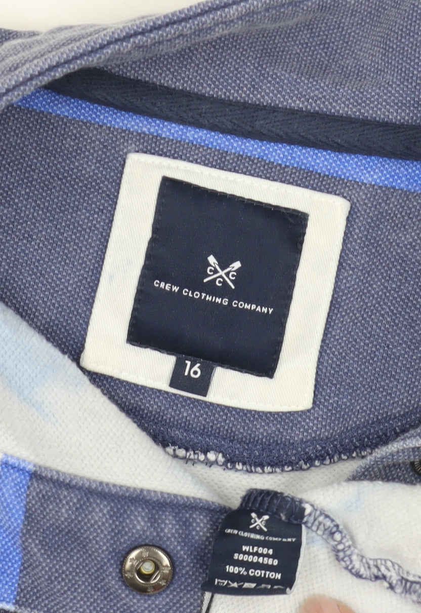 Crew Clothing Women's Blue Striped Henley Sweatshirt Size 16