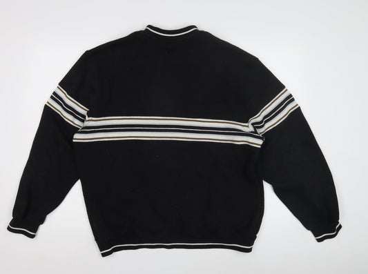 Lotto Men's Black Striped 1/4 Zip Sweatshirt L