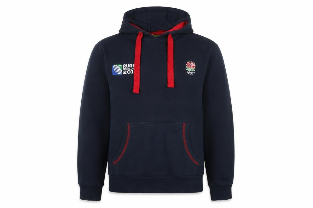 Front view of Rugby Originals boys’ blue pullover hoodie - large, embroidered casual