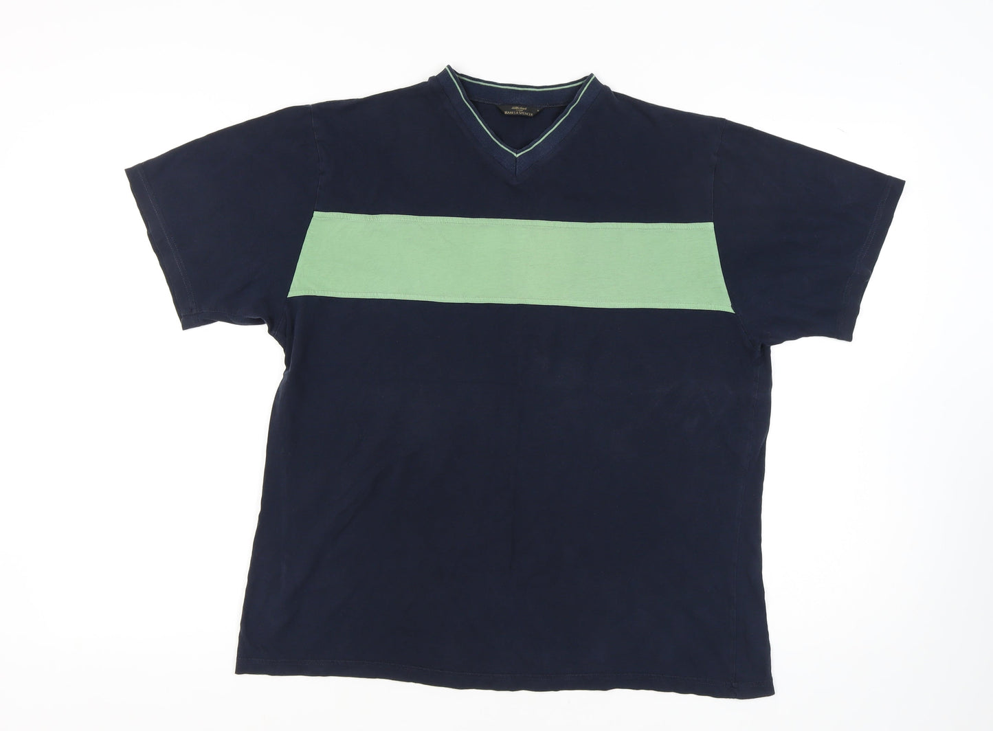 Marks and Spencer Men’s Blue Colourblock T-Shirt, Medium